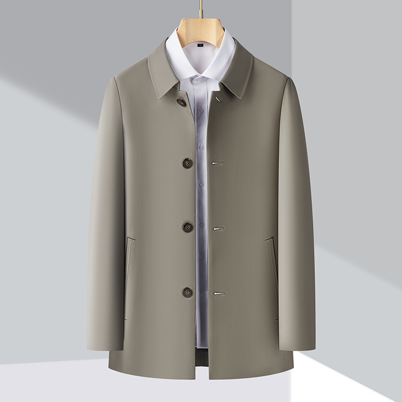 Counter mulberry silk men's jacket business casual middle-aged and elderly cadres men's jacket autumn and winter lapel men's trench coat Counter mulberry silk men's jacket business casual middle-aged and elderly cadres men's jacket autumn and winter lapel men's trench coat