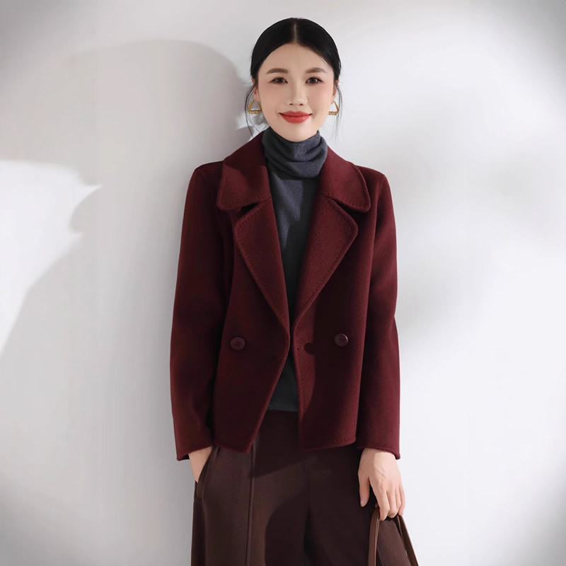 2025秋冬新款双面羊毛大衣女宽松韩版短款小个子呢子外套时尚百搭|undefined