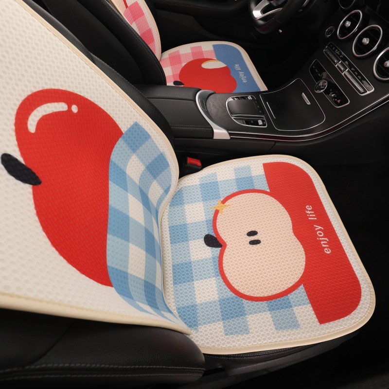 Car Seat Cushion Cartoon Design for Women, Half-Cover Seat Cover Suitable for All Seasons, Car Seat Cover, Summer Ice Silk