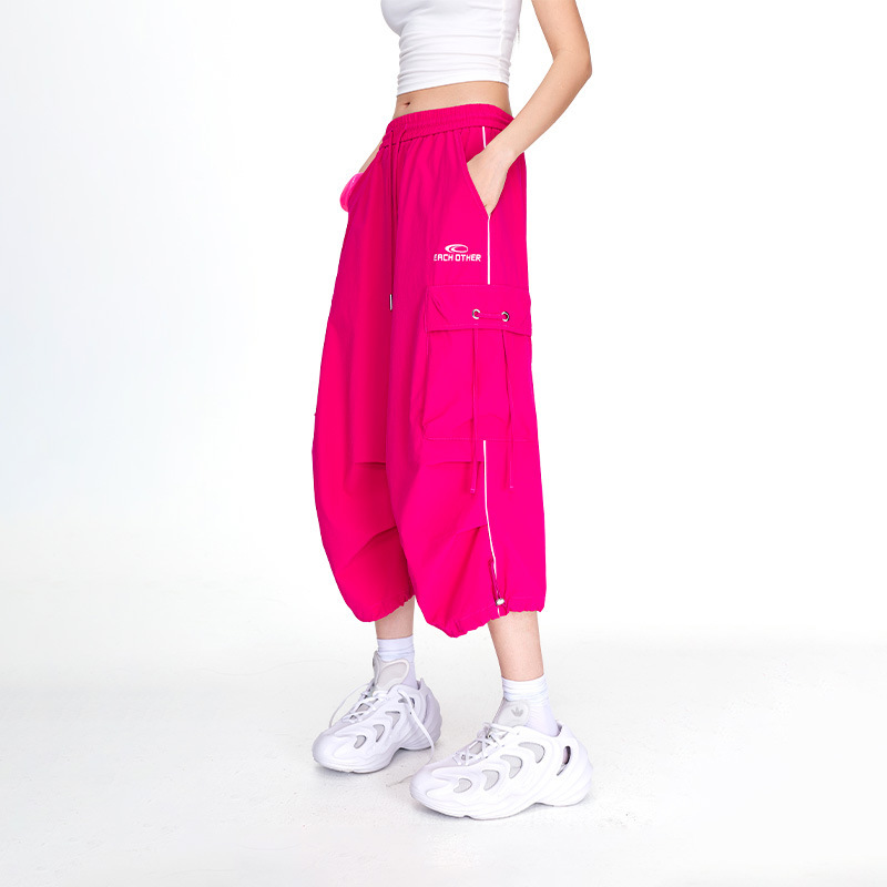 Trendy Brand Women's Summer Elastic High-Waisted Slimming Wide-Leg Casual Pants Thin Sports Workwear Cropped Pants Trendy Brand Women's Summer Elastic High-Waisted Slimming Wide-Leg Casual Pants Thin Sports Workwear Cropped Pants