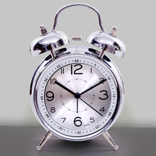 夜光学生用儿童时尚简约床头金属机械打铃静音闹钟夜灯创意钟