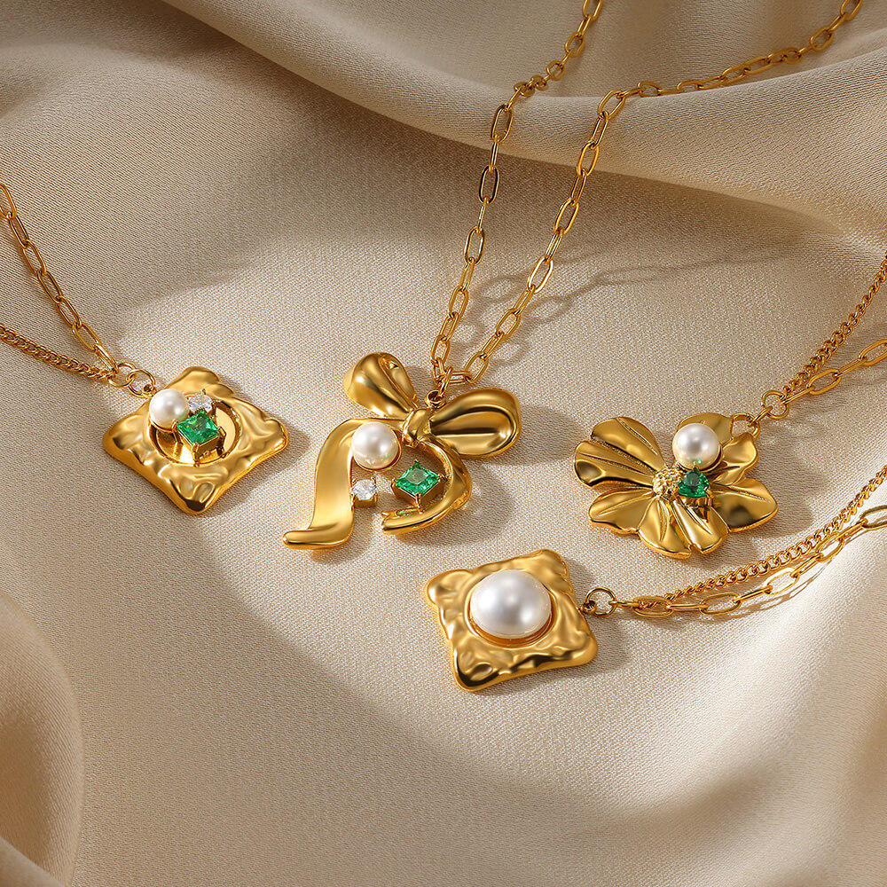 Carré Star Fleur Style IG Acrylique Perle Zircon Acier Inoxydable 304 Pendentif Incruster Fermeture À Boucle De Type Homard display picture 3