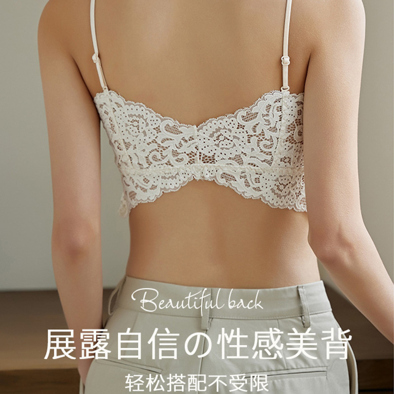 固定杯蕾丝吊带美背心女外穿潮流打底透气带胸垫抗菌抹胸女士内衣