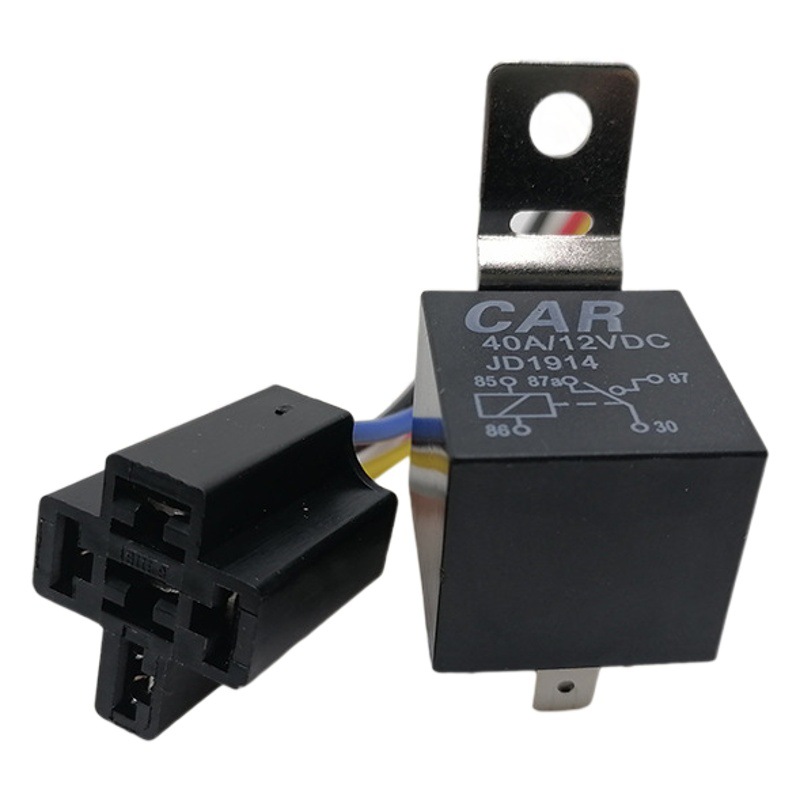 JD impermeable metal hierro trasero 40A coche relé 12V24V coche Universal 5-pie relé con toma de alambre