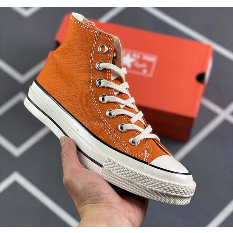 2025 New 1970S Vibrant Orange High Top Couple Men's Shoes Women's Shoes Canvas Shoes Sneakers