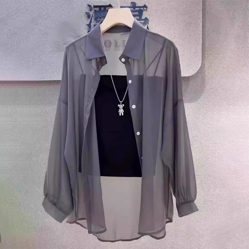 Versatile Pearlescent Ice Silk Long Sleeve Sun Protection Shirt 2025 Summer New Women's Small Outerwear Loose Top Shirt Versatile Pearlescent Ice Silk Long Sleeve Sun Protection Shirt 2025 Summer New Women's Small Outerwear Loose Top Shirt