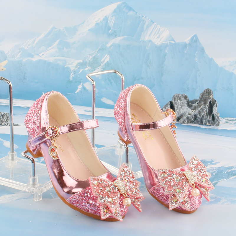 Zapatos de Tacón con Lentejuelas para Niña, Suela TPR y PU, para Danza y Presentaciones