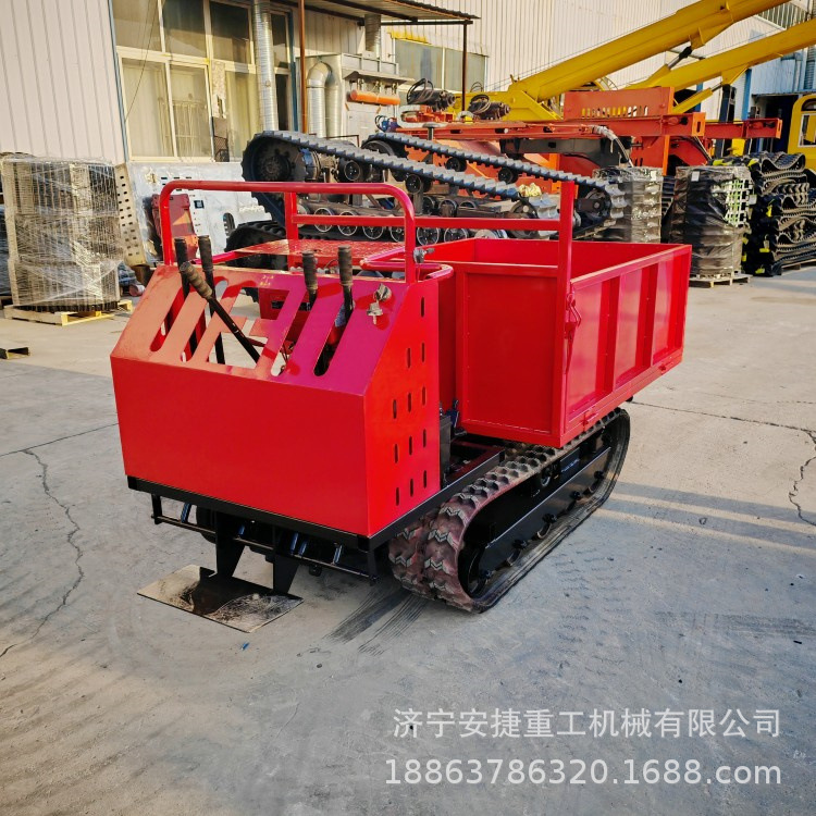 大棚采摘手扶履带车 1吨电动柴油履带运输车 农用爬山虎运输车