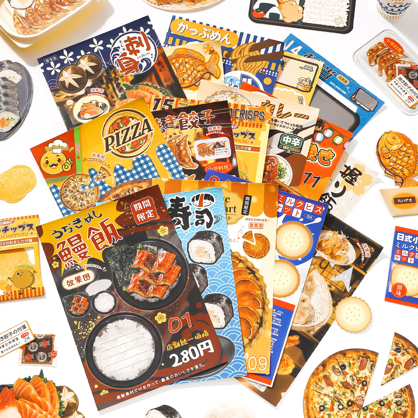 Xinmo Fun Stand Paper 3.0 Casual Food Theme Fun Handcard Material Mensaje Base bricolaje Bloc de notas