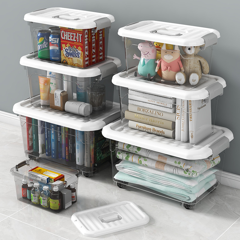 Household transparent storage box plastic toy storage box student dormitory clothes storage box portable cosmetics