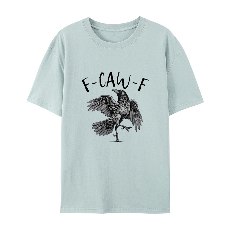 跨境新款有趣的乌鸦印花F-Caw-F运动纯棉T恤男女同款|undefined