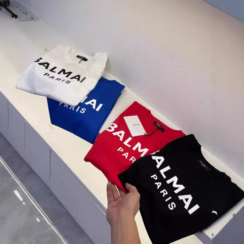 Balmain Balmain Spring and Summer New Fashion Casual Round Neck Pullover Short-Sleeved T-Shirt Printed Letters for Men and Women