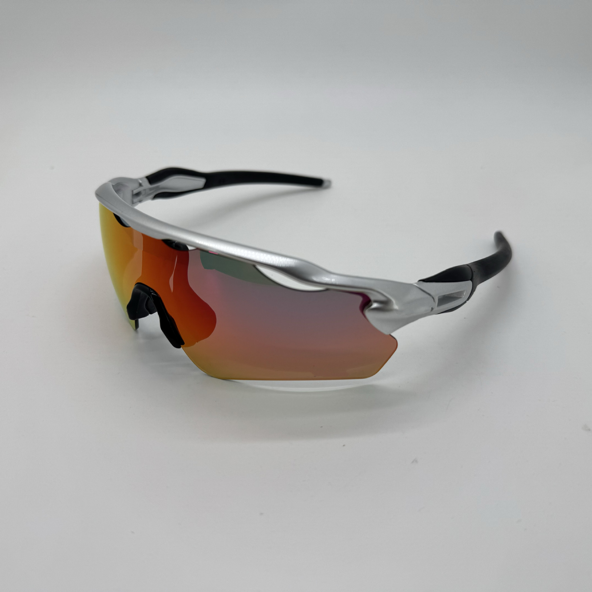 Unbranded Shield Plastic Sunglasses Silver Orange