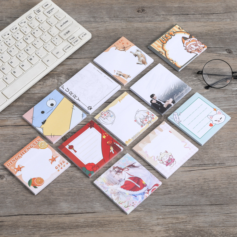크리 에이 티브 만화 스티커 메모 사무실 문구 자체 접착 스티커 메시지 스티커 휴대용 메모 스티커 메모 패드