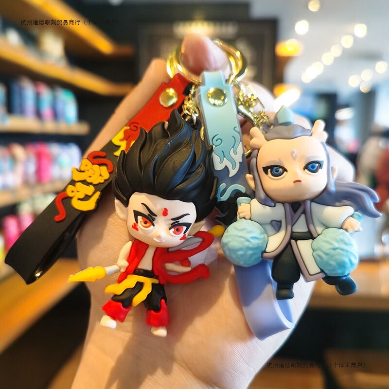 3Rd Generation Nezha Stereo Keychain Ao Bing Cartoon Cute Doll Machine Pendant Small Gift Gift Student Gift