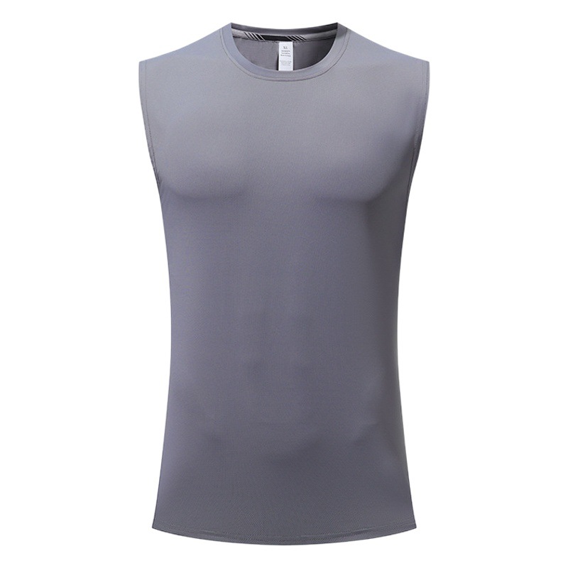 Deportes de los hombres de verano corriendo chaleco sin mangas de secado rápido transpirable casual suelta entrenamiento de fitness camiseta en stock