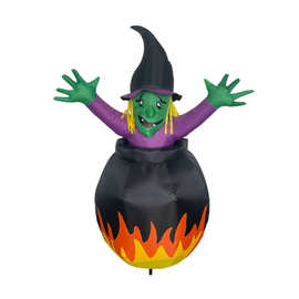 火烧女巫气模 万圣节充气木桶油炸巫婆鬼 恐怖主题充气道具