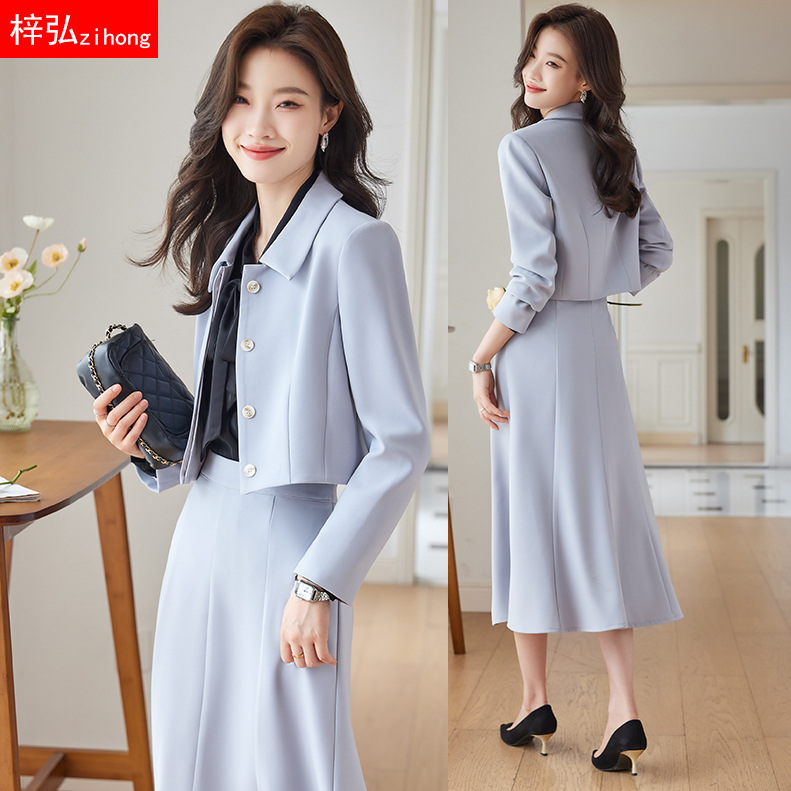 梓弘zihong灰色小西装套装女秋季时尚气质女神范休闲西服外套337