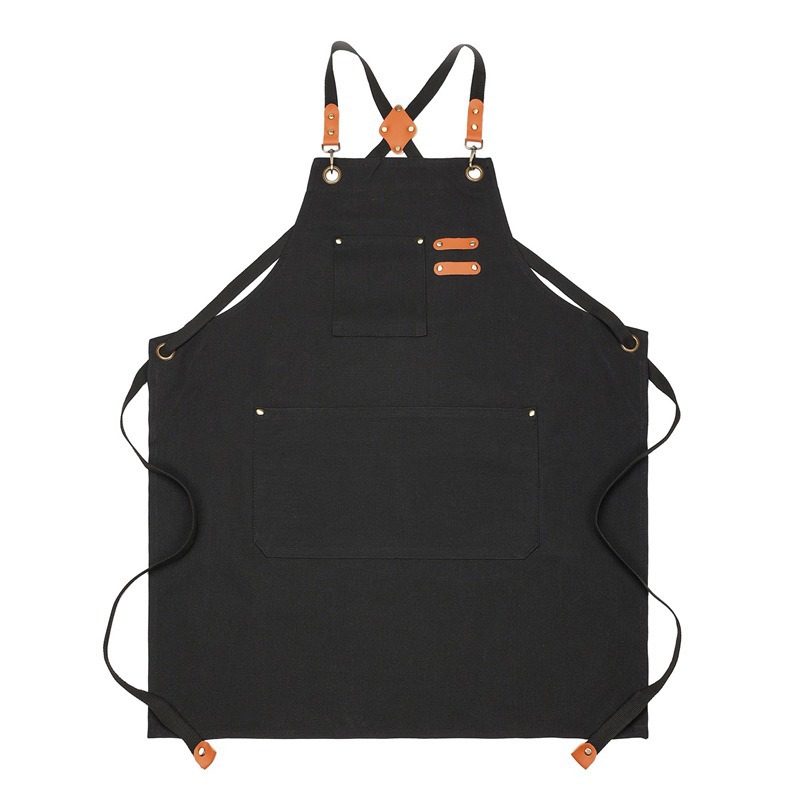 Delantal Mandil de Cintura en Lona de Algodón y Poliéster Impermeable para Cafetería y Restaurante