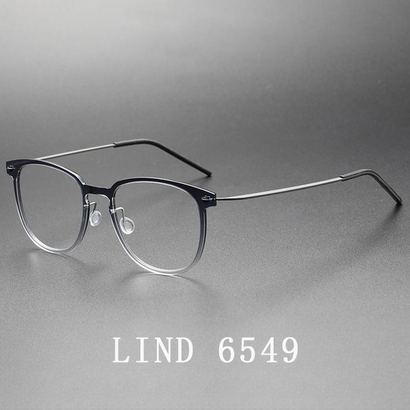 Linde Screwless 6.4g Pure Titanium Eyeglass Frame 6549 Nylon Square Frame Xiaohongshu Can Be Fitted with Prescription Lenses for Women Shenzhen Wholesale