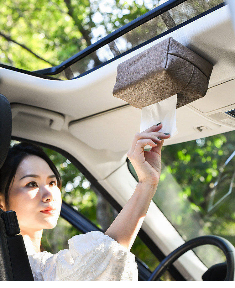 Magnetic Car Tissue Box, In-Car Tissue Holder, Car Hanging Bag, Sun Visor Center Console High-End Tissue Hanging Bag
