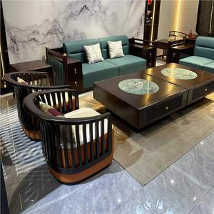 Full Case of New Chinese Style Ebony Wood Sofa Combination Master Bedroom Solid Wood Modern Simple Large Villa Mansion Hall