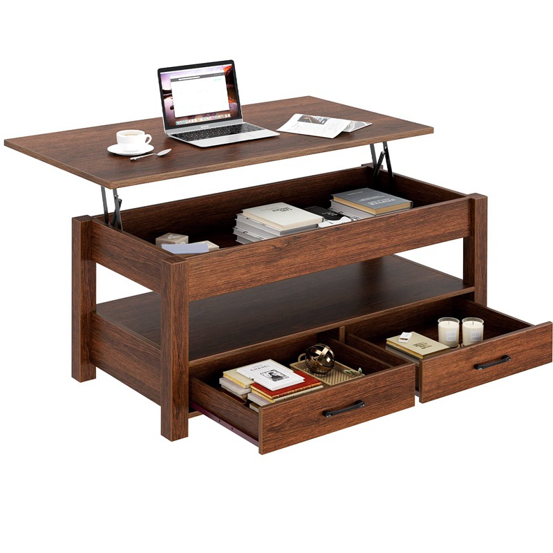Mesa de café multifuncional de doble uso pequeño apartamento simple luz estilo de lujo sala de estar hogar creativo plegable mesa de café de elevación