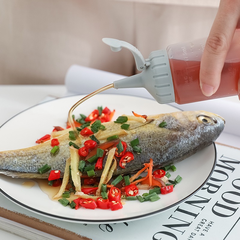 WBZ7 botella de extrusión de pastel doméstico comercial agarrado con mano botella de aceite de boca aguda botella de sabor botella de salada sopa de tomate multifuncional