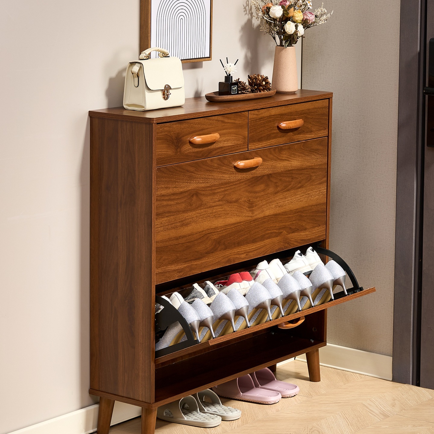 Shoe Cabinet 17cm Economical Household Doorway Multi-Functional Simple Modern Entry Storage Tipping Bucket Small Style Mω