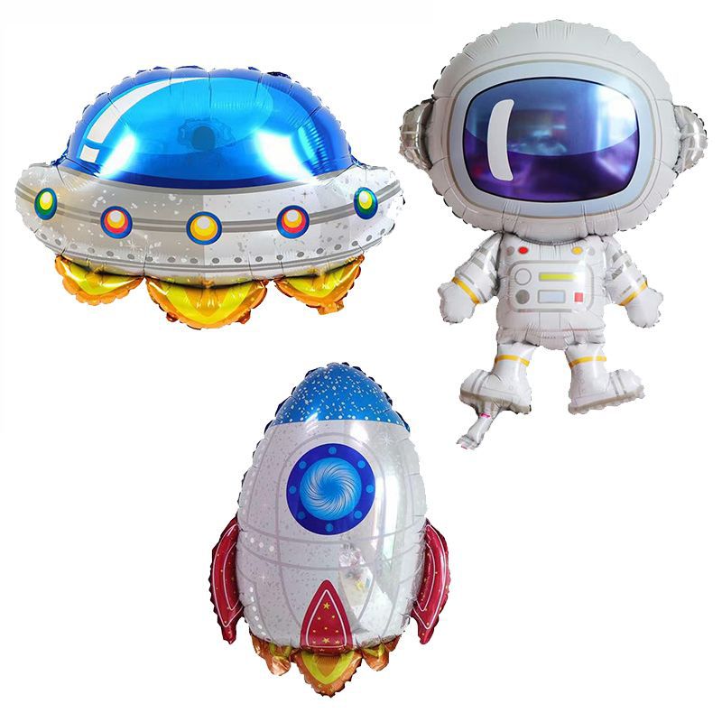 Serie espacial globo de película de aluminio cohete astronauta robot niño bebé cumpleaños fiesta decoración globo