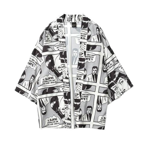 Estilo japonés retro oscuro ukiyo-e robe cardigan kimono hombres y mujeres estilo chino suelta 3/4 manga camisa abrigo moda