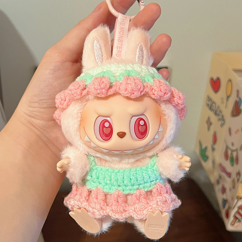Labubu ベビー服、帽子、フード、人形スカート、手織り服、ラブブ人形、かわいい装飾アクセサリー|undefined