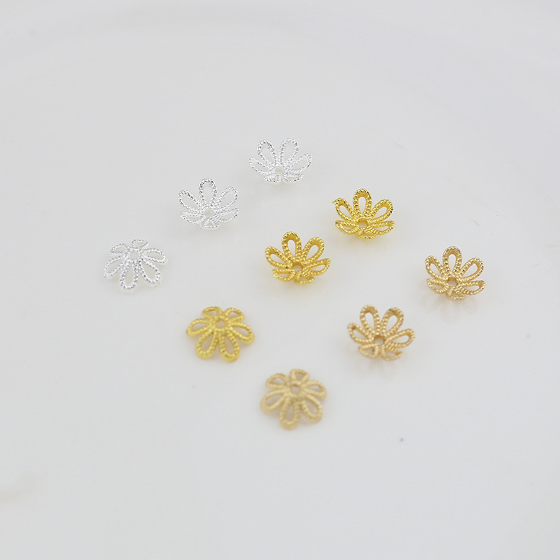 Color-retaining alloy 5g pack 10mm hollow flower holder flower cap bead holder spacer beads DIY bracelet spacer loose beads accessories Color-retaining alloy 5g pack 10mm hollow flower holder flower cap bead holder spacer beads DIY bracelet spacer loose beads accessories