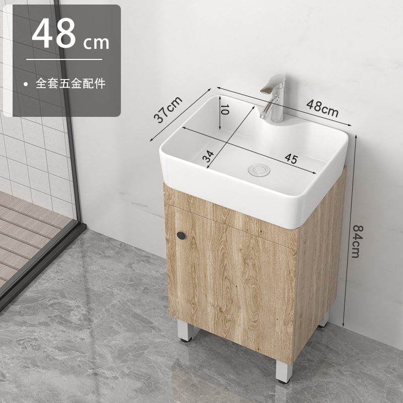 Madera maciza baño gabinete combinación pequeño apartamento simple baño lavado Mesa lavabo de cerámica integrado lavabo tipo gabinete piso