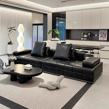 劳伦斯意式沙发真皮沙发极简客厅轻奢现代别墅直排小户型大户型