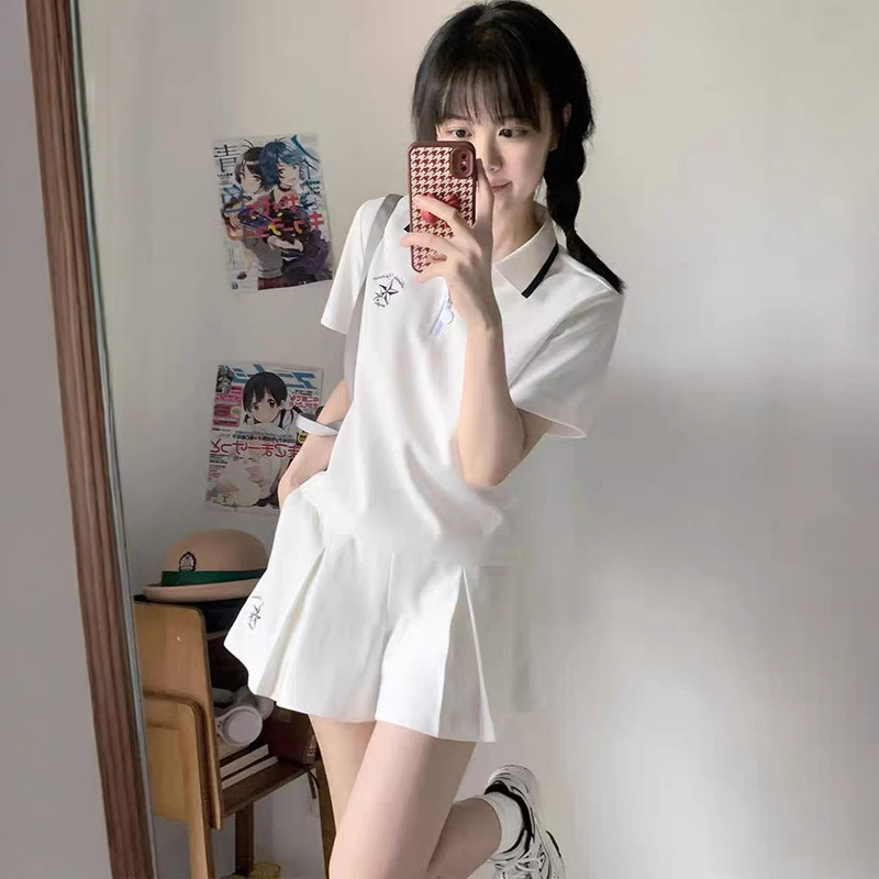 Dongdaemun Korean Style Cross-Border Fashion Sportswear Women's Suit Short-Sleeved Pants and Skirts Casual Slimming Look Versatile Two-Piece Trendy Set