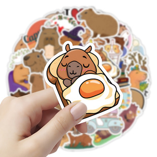 50 cute animal capybara stickers mobile phone shell computer helmet hand account stickers capybara sticker