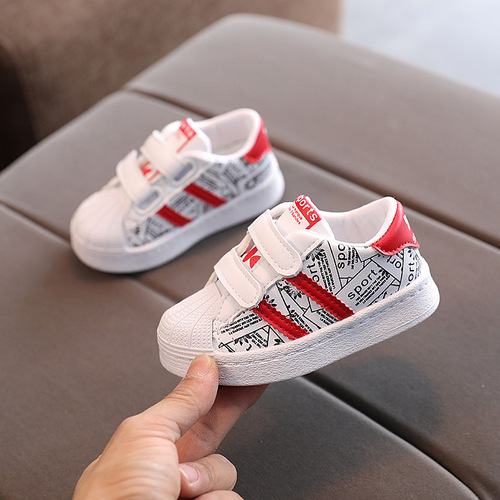 Shell Head Children's Shoes Girls' Board Shoes Autumn  New Small and Medium Children's PU Leather White Shoes Children's Sports Shoes Fashion 
