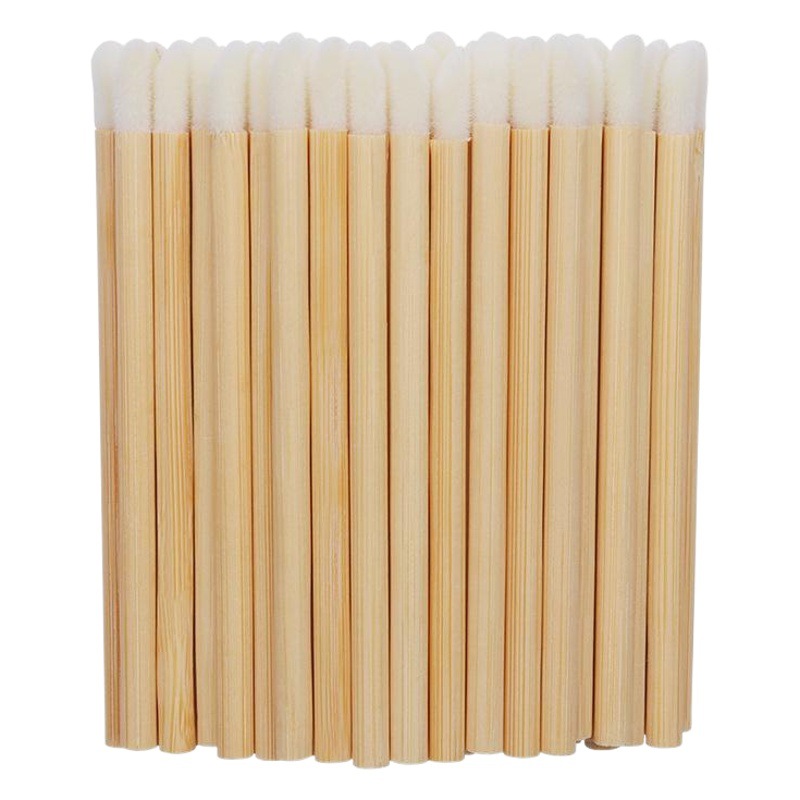 Cepillo de labios de varilla de bambú desechable al por mayor Cepillo de brillo de labios portátil Cepillo de maquillaje Herramienta de belleza Cepillo de lápiz labial