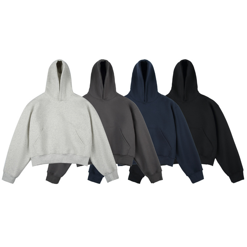 500G Heavy American High Street cleanfit Short Profile Hooded Sweater for Men and Women Loose Thickened boxy Hoodie 500G Heavy American High Street cleanfit Short Profile Hooded Sweater for Men and Women Loose Thickened boxy Hoodie