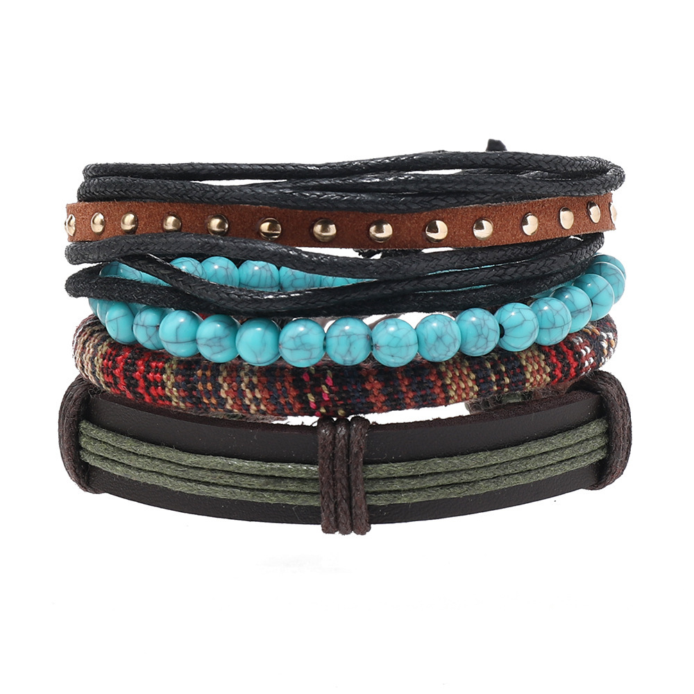 Turquoise woven retro ethnic bracelet handmade