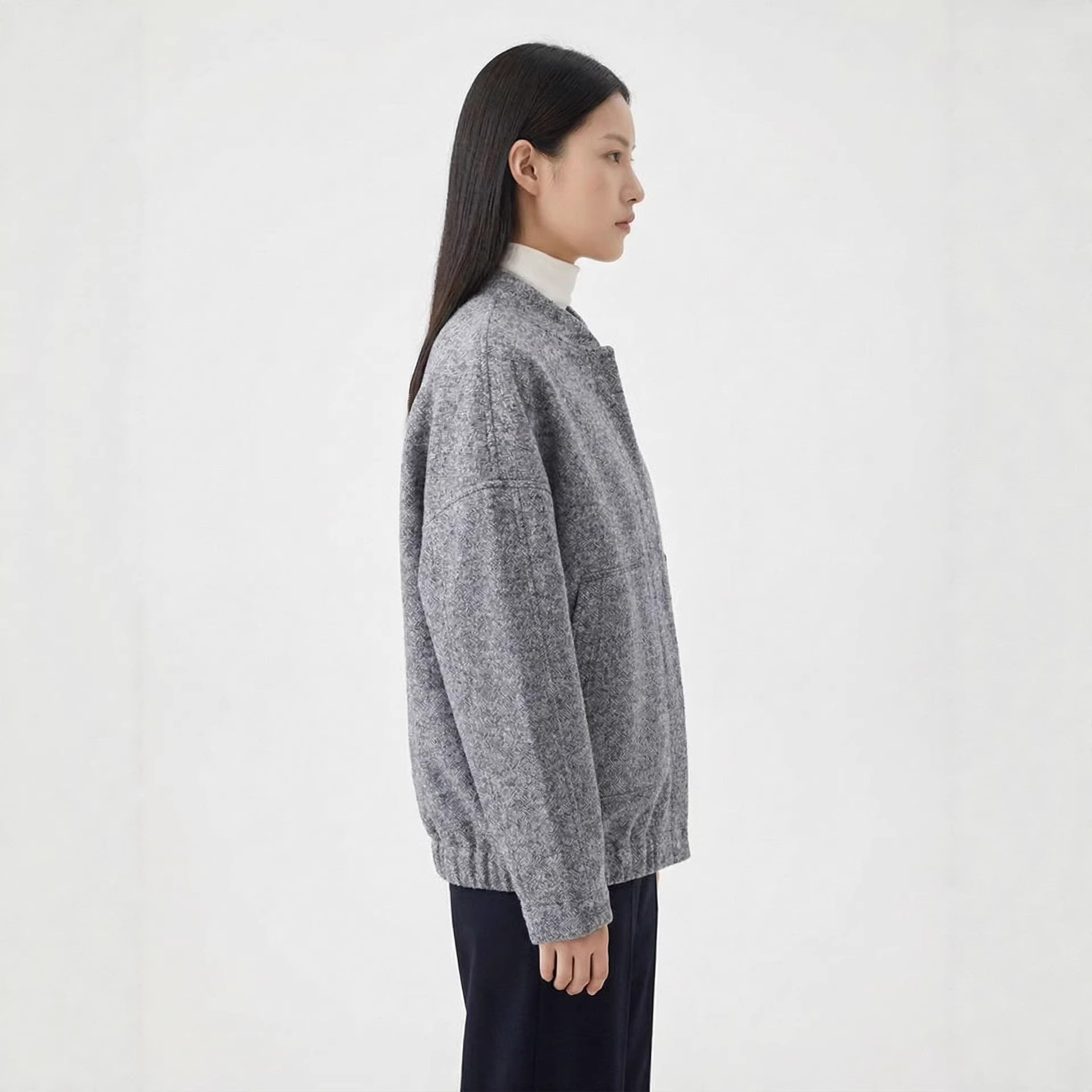 Women's Pilot Jacket With Standing Collar And Pockets Spring_voghion.com