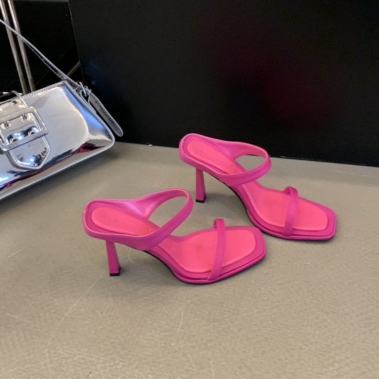 2024 Summer Internet Popular New Arrival High Heel Sandals with Skirt for Women's Outer Wear One-word Thin Heel Sandals Fashion All-match