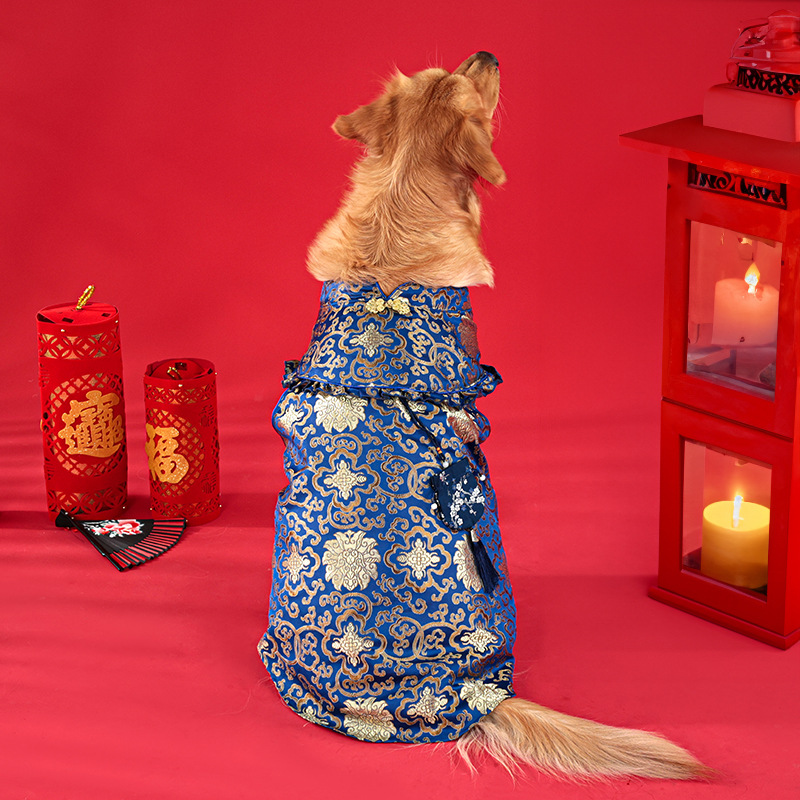 Mascota ropa de Año Nuevo año festivo suerte bolsa Tang traje cheongsam mediano y pequeño perro de peluche, ventas directas de la fábrica