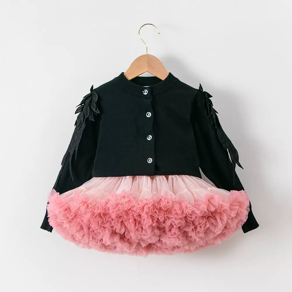 女童秋装天使翅膀开衫毛衣半身裙套装跨境tutu裙儿童针织外套 潮