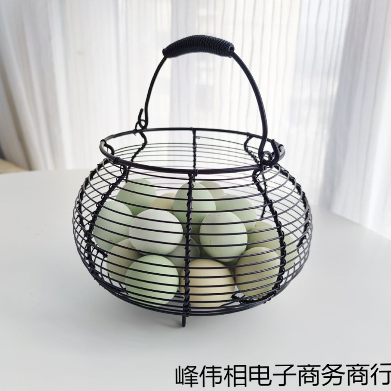 식료품 바구니, 휴대용 바구니, 계란 바구니, 짠 바구니, 철제 와이어 바구니, 주방 철제 계란 바구니, 원형 휴대용 바구니