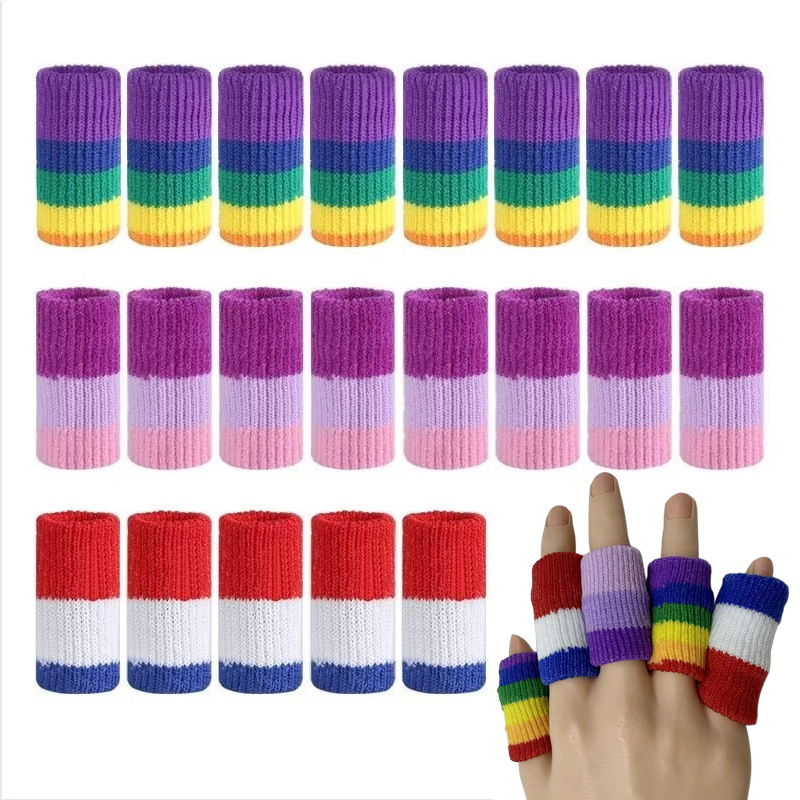 New Rainbow Finger Sleeve Breathable Protective Cover Sports Protective Gear Basketball Badminton Nylon Finger Sleeve Finger Protection