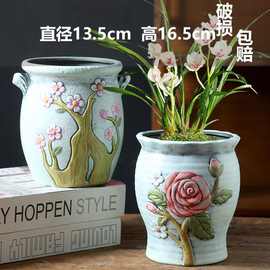 多肉花盆陶瓷老桩创意肉肉植物小花盆大口径陶土新款粗陶