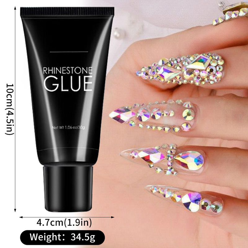30g Nail Art Accessories Nail Rhinestones Pointed-Back Rhinestones Glue Diamond Adhesive Strong Glue for Phototherapy Transparent Glue Removable