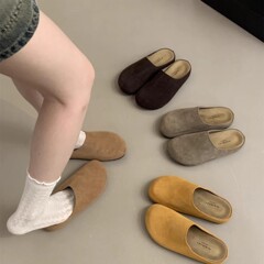厚い底のベーケンの靴の頭の半分のスリッパの女性は2025春秋の新型の復古のミュラーの靴の柔らかい底の博ケンの半分を着ます。